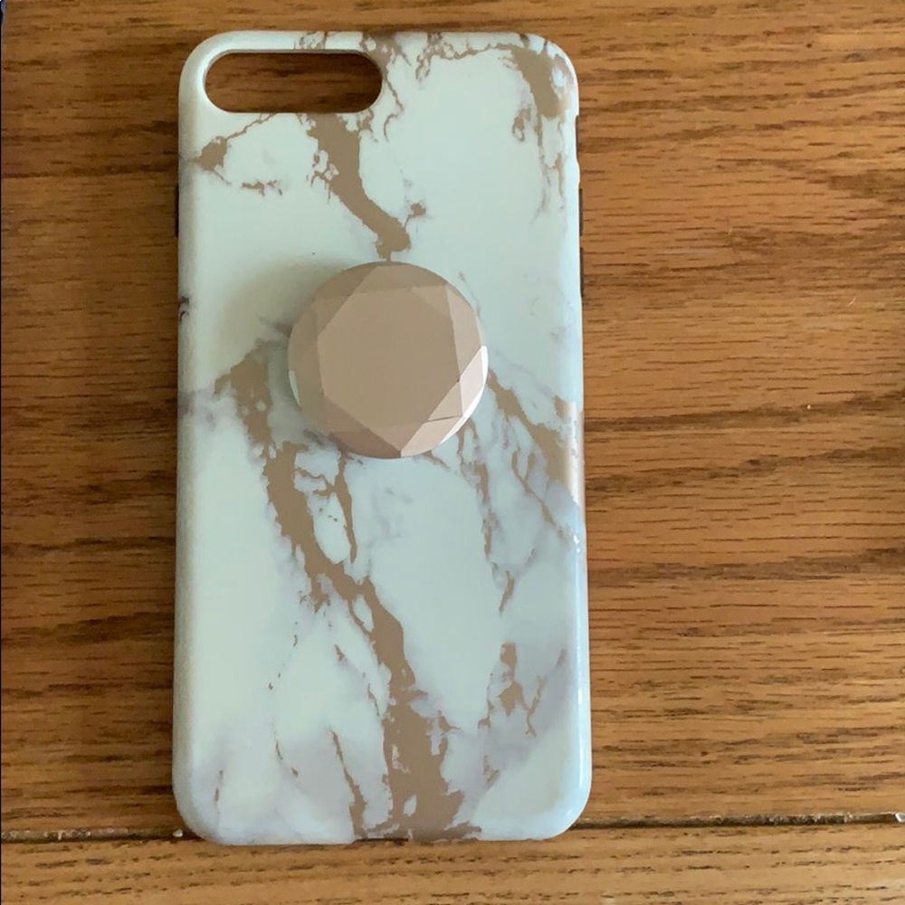 Marble iPhone 7/8 plus case with popsocket
